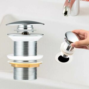 Dewdat - Pop Up Basin Plug Without Overflow Universal Chromed Copper Basin Waste Plug For Kitchens 66mm Dewdat - Pop Up Basin Plug Without Overflow Universal Chromed Copper Basin Waste Plug For Kitchens 66mm