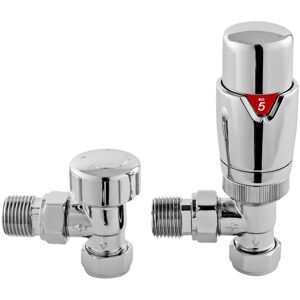 Nuie - Hudson Reed Luxury Angled Thermostatic Radiator Valves Pair - Chrome Nuie - Hudson Reed Luxury Angled Thermostatic Radiator Valves Pair - Chrome