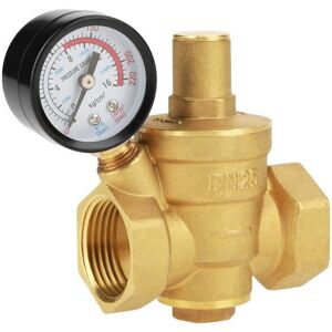 Tinor - Pressure Regulator, DN25 Adjustable Brass Durable Water Pressure Reducing Regulator Reducer + Metric Gauge (1.6MPa) Tinor - Pressure Regulator, DN25 Adjustable Brass Durable Water Pressure Reducing Regulator Reducer + Metric Gauge (1.6MPa)