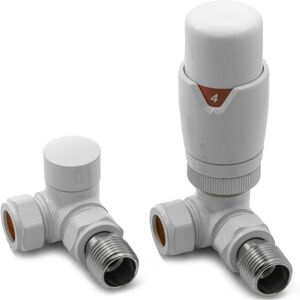 Modal trv Corner Radiator Valve and LockShield - White - Reina Modal trv Corner Radiator Valve and LockShield - White - Reina