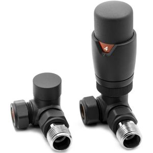 Reina Modal TRV Corner Radiator Valve and Lockshield Anthracite Reina Modal TRV Corner Radiator Valve and Lockshield Anthracite