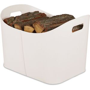 Relaxdays - Faux Leather Basket, Sturdy Firewood Container with Handles, for Laundry, Toys, etc., 36 x 53.5 x 41 cm, Creme Relaxdays - Faux Leather Basket, Sturdy Firewood Container with Handles, for Laundry, Toys, etc., 36 x 53.5 x 41 cm, Creme