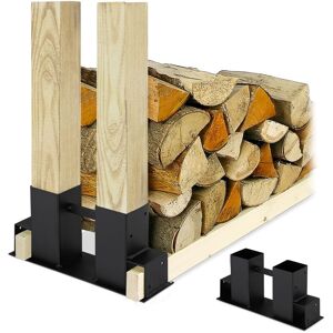 Relaxdays - Firewood Stacking Aid Set of 2, diy Wood Rack for 2x4s, Storage Stand, Coated Steel, Black Relaxdays - Firewood Stacking Aid Set of 2, diy Wood Rack for 2x4s, Storage Stand, Coated Steel, Black