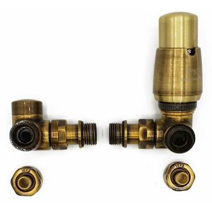 Varioterm - Right Version with pex Connectors Antique Brass Thermostatic + Lockshield Angled Valve Set Double-Pipe Radiator Varioterm - Right Version with pex Connectors Antique Brass Thermostatic + Lockshield Angled Valve Set Double-Pipe Radiator