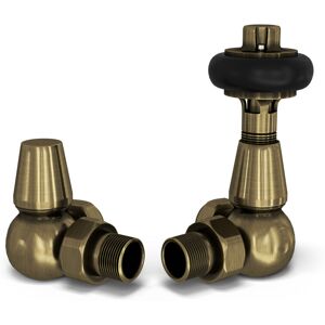 UK RADIATORS Signature Wooden Head - Antique Brass Thermostatic Radiator Valve & Lockshield Corner 15mm UK RADIATORS Signature Wooden Head - Antique Brass Thermostatic Radiator Valve & Lockshield Corner 15mm