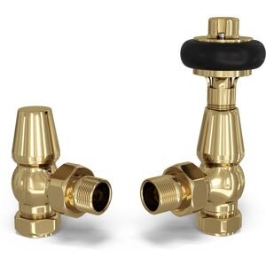 UK RADIATORS Signature Wooden Head - Polished Brass Thermostatic Radiator Valve & Lockshield Angled 8mm UK RADIATORS Signature Wooden Head - Polished Brass Thermostatic Radiator Valve & Lockshield Angled 8mm