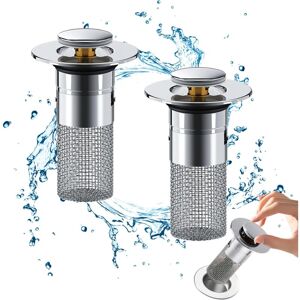 Linghhang - Stainless Steel Floor Drain Filter, Strainer Plug with Hair Filter - 2 Pieces Linghhang - Stainless Steel Floor Drain Filter, Strainer Plug with Hair Filter - 2 Pieces