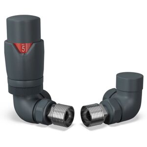 UK RADIATORS Stirling Bold - Anthracite Thermostatic Radiator Valve & Lockshield Corner 10mm UK RADIATORS Stirling Bold - Anthracite Thermostatic Radiator Valve & Lockshield Corner 10mm