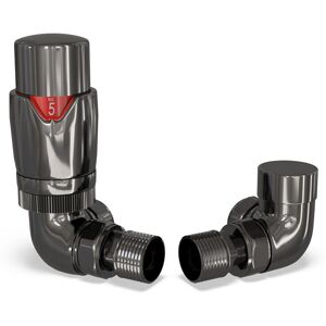 UK RADIATORS Stirling Bold - Black Nickel Thermostatic Radiator Valve & Lockshield Corner 15mm UK RADIATORS Stirling Bold - Black Nickel Thermostatic Radiator Valve & Lockshield Corner 15mm