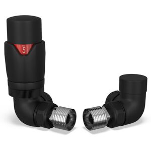 UK RADIATORS Stirling Bold - Black Thermostatic Radiator Valve & Lockshield Corner 8mm UK RADIATORS Stirling Bold - Black Thermostatic Radiator Valve & Lockshield Corner 8mm