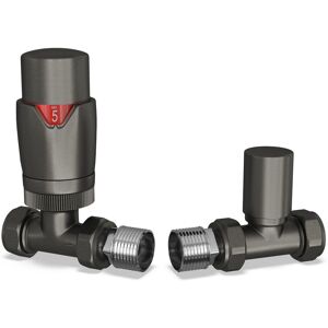 UK RADIATORS Stirling Bold - Pewter Thermostatic Radiator Valve & Lockshield Straight 8mm UK RADIATORS Stirling Bold - Pewter Thermostatic Radiator Valve & Lockshield Straight 8mm