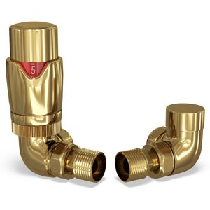 UK RADIATORS Stirling Bold - Polished Brass Thermostatic Radiator Valve & Lockshield Corner 8mm UK RADIATORS Stirling Bold - Polished Brass Thermostatic Radiator Valve & Lockshield Corner 8mm