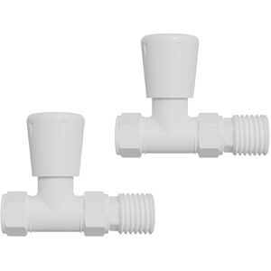 NRG - Straight Lockshield Radiator Valves Set 15mm x 1/2' Twin Pack White NRG - Straight Lockshield Radiator Valves Set 15mm x 1/2' Twin Pack White