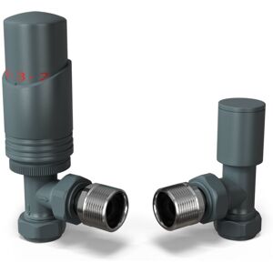 UK RADIATORS Talus Bold - Anthracite Thermostatic Radiator Valve & Lockshield Angled 15mm UK RADIATORS Talus Bold - Anthracite Thermostatic Radiator Valve & Lockshield Angled 15mm