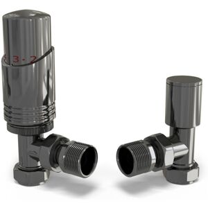 UK RADIATORS Talus Bold - Black Nickel Thermostatic Radiator Valve & Lockshield Angled 15mm UK RADIATORS Talus Bold - Black Nickel Thermostatic Radiator Valve & Lockshield Angled 15mm