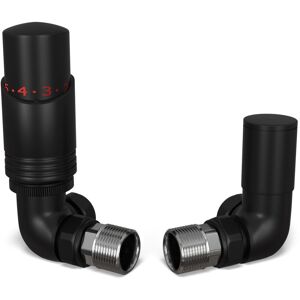 UK RADIATORS Talus Bold - Black Thermostatic Radiator Valve & Lockshield Corner 8mm UK RADIATORS Talus Bold - Black Thermostatic Radiator Valve & Lockshield Corner 8mm