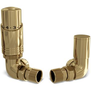 UK RADIATORS Talus Bold - Polished Brass Thermostatic Radiator Valve & Lockshield Corner 15mm UK RADIATORS Talus Bold - Polished Brass Thermostatic Radiator Valve & Lockshield Corner 15mm