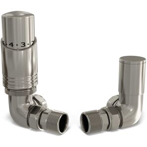 UK RADIATORS Talus Bold - Silver Nickel Thermostatic Radiator Valve & Lockshield Corner 15mm UK RADIATORS Talus Bold - Silver Nickel Thermostatic Radiator Valve & Lockshield Corner 15mm