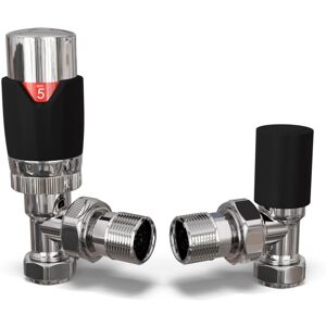 UK RADIATORS Talus Flair - Black Thermostatic Radiator Valve & Lockshield Angled 15mm UK RADIATORS Talus Flair - Black Thermostatic Radiator Valve & Lockshield Angled 15mm