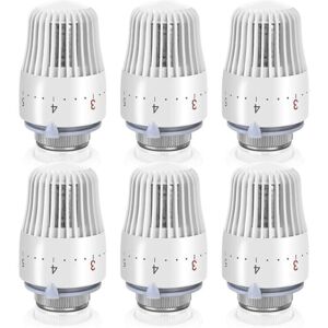 CYSLMUK Thermostatic Radiator Valve: 6 Pieces Thermostatic Radiator Head, Radiator Thermostat, Thermostat M30 X 1.5, White CYSLMUK Thermostatic Radiator Valve: 6 Pieces Thermostatic Radiator Head, Radiator Thermostat, Thermostat M30 X 1.5, White