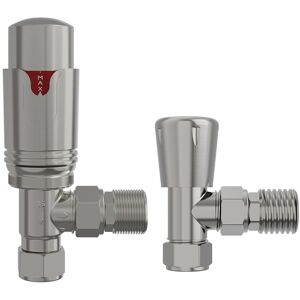 NRG - Thermostatic trv Angled Lockshield Radiator Valves Set Twin Pack Satin Nickel NRG - Thermostatic trv Angled Lockshield Radiator Valves Set Twin Pack Satin Nickel