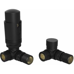 NRG - Thermostatic trv Lockshield Corner Radiator Valves 15mm Pair Black NRG - Thermostatic trv Lockshield Corner Radiator Valves 15mm Pair Black