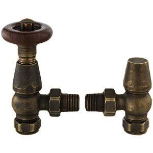 Hudson Reed - Camden Angled Thermostatic Radiator Valves Pair - Antique Brass Hudson Reed - Camden Angled Thermostatic Radiator Valves Pair - Antique Brass