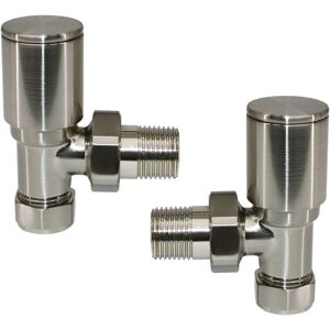 15mm Pair of Radiator Valve Angled Satin Nickel - Warmehaus 15mm Pair of Radiator Valve Angled Satin Nickel - Warmehaus