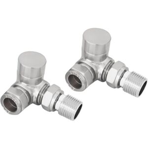 Corner Radiator Valves 15mm Twin Pack Satin Nickel - Warmehaus Corner Radiator Valves 15mm Twin Pack Satin Nickel - Warmehaus
