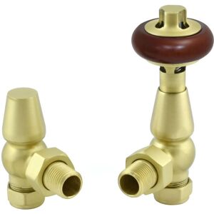 Warmehaus Chelsea Traditional Angled TRV Thermostatic Radiator Valves Brushed Brass Warmehaus Chelsea Traditional Angled TRV Thermostatic Radiator Valves Brushed Brass