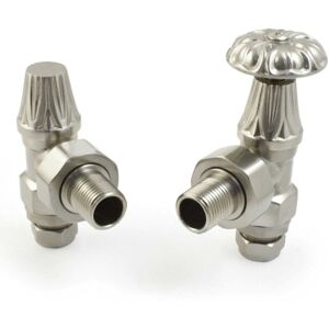 West - Abbey Angled Manual Radiator Valve and Lockshield - Satin Nickel West - Abbey Angled Manual Radiator Valve and Lockshield - Satin Nickel