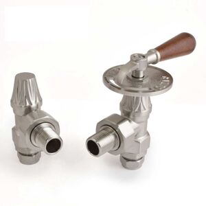 West Abbey Throttle Angled Manual Radiator Valve and Lockshield - Satin Nickel West Abbey Throttle Angled Manual Radiator Valve and Lockshield - Satin Nickel