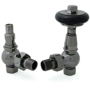 West - Amberley Angled Thermostatic Radiator Valve and Lockshield - Black Nickel West - Amberley Angled Thermostatic Radiator Valve and Lockshield - Black Nickel