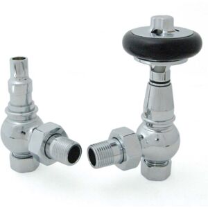 West Amberley Angled Thermostatic Radiator Valve and Lockshield - Chrome West Amberley Angled Thermostatic Radiator Valve and Lockshield - Chrome