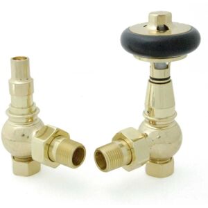 West - Amberley Angled Thermostatic Radiator Valve and Lockshield - Polished Brass West - Amberley Angled Thermostatic Radiator Valve and Lockshield - Polished Brass