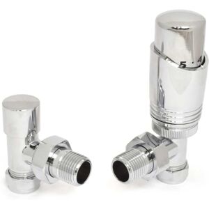 West - Delta Angled trv Thermostatic Radiator Valve and Lockshield - Chrome West - Delta Angled trv Thermostatic Radiator Valve and Lockshield - Chrome