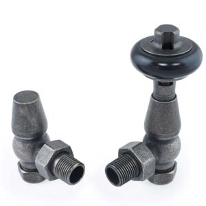 West - Eton Traditional Angled Manual Radiator Valve and Lockshield - Pewter West - Eton Traditional Angled Manual Radiator Valve and Lockshield - Pewter