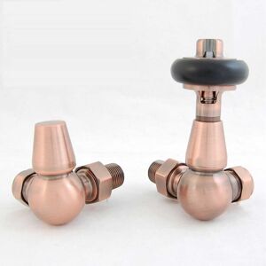 West - Faringdon Corner Thermostatic Radiator Valve and Lockshield - Antique Copper West - Faringdon Corner Thermostatic Radiator Valve and Lockshield - Antique Copper