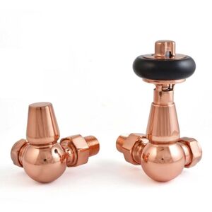 West - Faringdon Corner Thermostatic Radiator Valve and Lockshield - Polished Copper West - Faringdon Corner Thermostatic Radiator Valve and Lockshield - Polished Copper