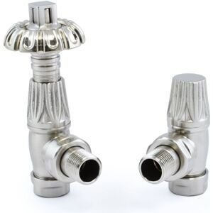 West - Gothic trv Angled Thermostatic Radiator Valve and Lockshield - Silver West - Gothic trv Angled Thermostatic Radiator Valve and Lockshield - Silver