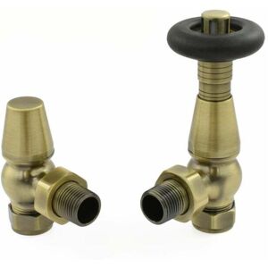West - Jaguar trv Angled Thermostatic Radiator Valve and Lockshield - Antique Brass West - Jaguar trv Angled Thermostatic Radiator Valve and Lockshield - Antique Brass