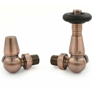 West - Jaguar trv Corner Thermostatic Radiator Valve and Lockshield - Antique Copper West - Jaguar trv Corner Thermostatic Radiator Valve and Lockshield - Antique Copper