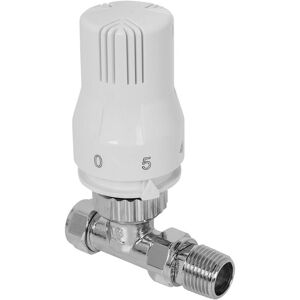 NRG - White Chrome Thermostatic Straight 15mm x 1/2' Heating Radiator Valve NRG - White Chrome Thermostatic Straight 15mm x 1/2' Heating Radiator Valve