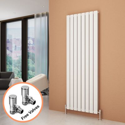 Elegant - 1800 x 608 mm Vertical Column Designer Radiator White Double Flat Panel Central Heating Radiators + Angled Radiator Valves Elegant - 1800 x 608 mm Vertical Column Designer Radiator White Double Flat Panel Central Heating Radiators + Angled Radiator Valves
