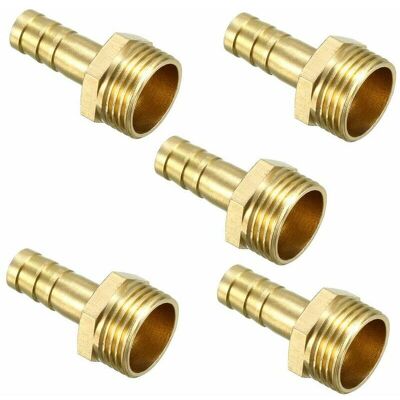 Trimec - 5pcs Raccord cannelé tuyau en laiton 8mm barbelé x 3/8 pt mâle Adaptateur connecteur Trimec - 5pcs Raccord cannelé tuyau en laiton 8mm barbelé x 3/8 pt mâle Adaptateur connecteur