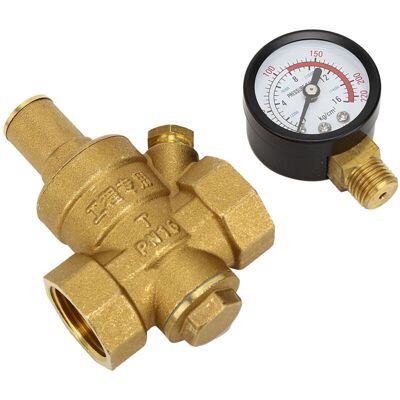 TEHTUY Adjustable brass water pressure regulator DN20, reducer with gauge TEHTUY Adjustable brass water pressure regulator DN20, reducer with gauge