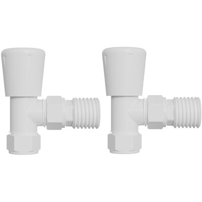 NRG Angled Lockshield Radiator Valves Set 15mm x 1/2" Twin Pack White NRG Angled Lockshield Radiator Valves Set 15mm x 1/2" Twin Pack White
