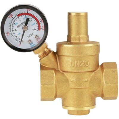 WOIYIC Brass Water Pressure Reducer, DN20 Adjustable Brass Water Pressure Regulator Reducer with Gauge WOIYIC Brass Water Pressure Reducer, DN20 Adjustable Brass Water Pressure Regulator Reducer with Gauge