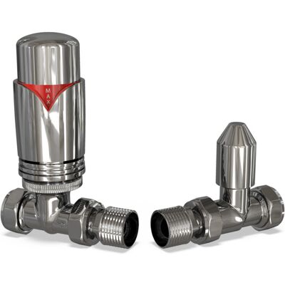 UK RADIATORS Derry Bold - Chrome Thermostatic Radiator Valve & Lockshield Straight 15mm UK RADIATORS Derry Bold - Chrome Thermostatic Radiator Valve & Lockshield Straight 15mm