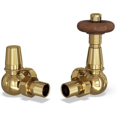 UK RADIATORS Derry Traditional - Polished Brass Thermostatic Radiator Valve & Lockshield Corner 8mm UK RADIATORS Derry Traditional - Polished Brass Thermostatic Radiator Valve & Lockshield Corner 8mm